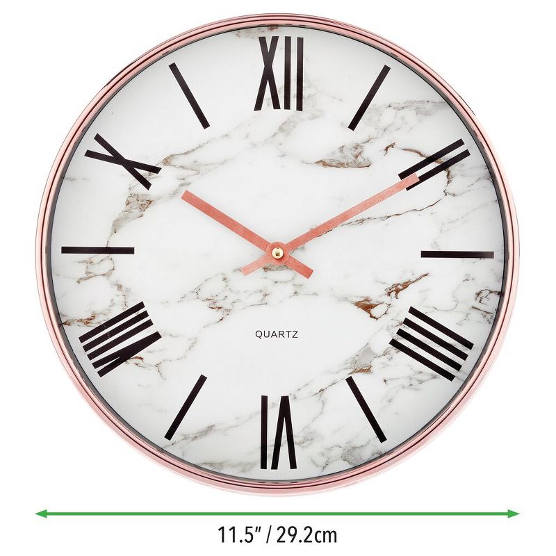 mDesign Modern Wall Clock for the Office, Bedroom, Kitchen - Marble