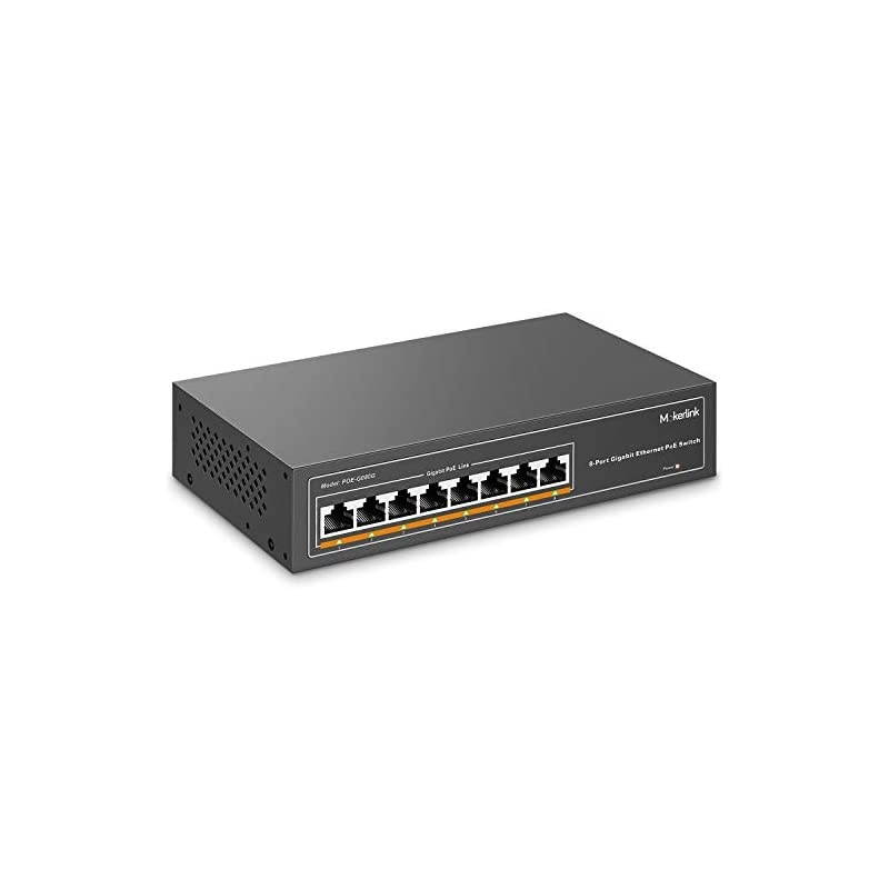 8 Port Gigabit PoE Switch, 8 PoE+ Ports 1000Mbps, 802.3af/at 120W, Metal Fanless Unmanaged Plug and Play