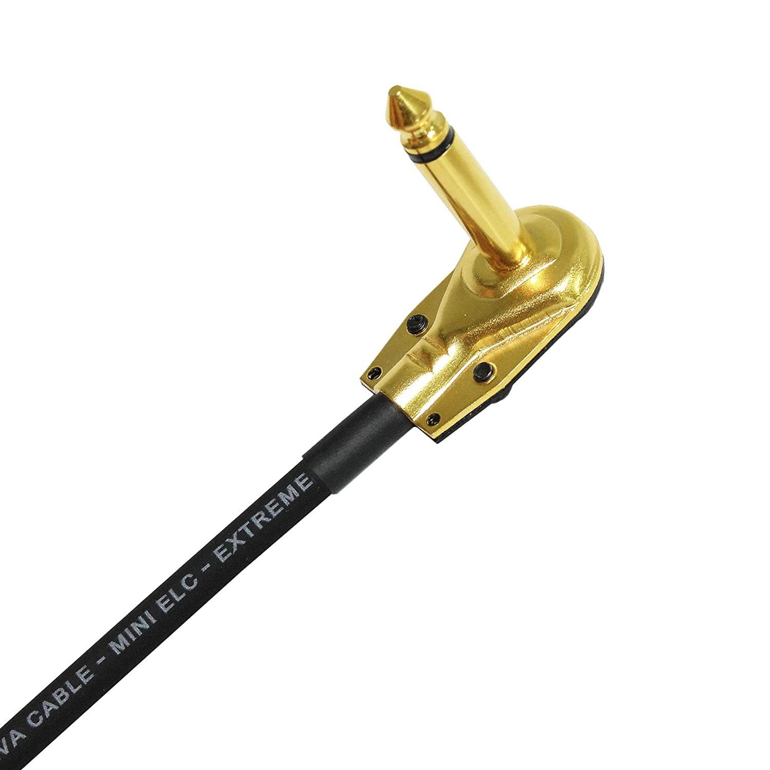 Lava Mini ELC (Black) - 11 Inch - Guitar Bass Effects Instrument, Patch Cable with Premium Gold Plated &frac14; Inch (6.35mm) Low-Profile, Right Angled Pancake type TS Connectors