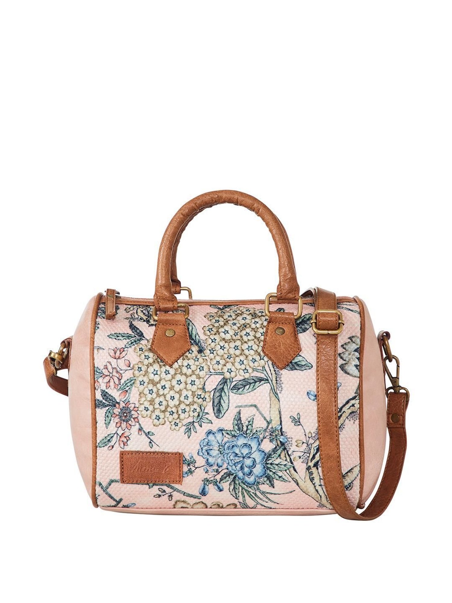 Mona B Pink Printed Medium Handbag