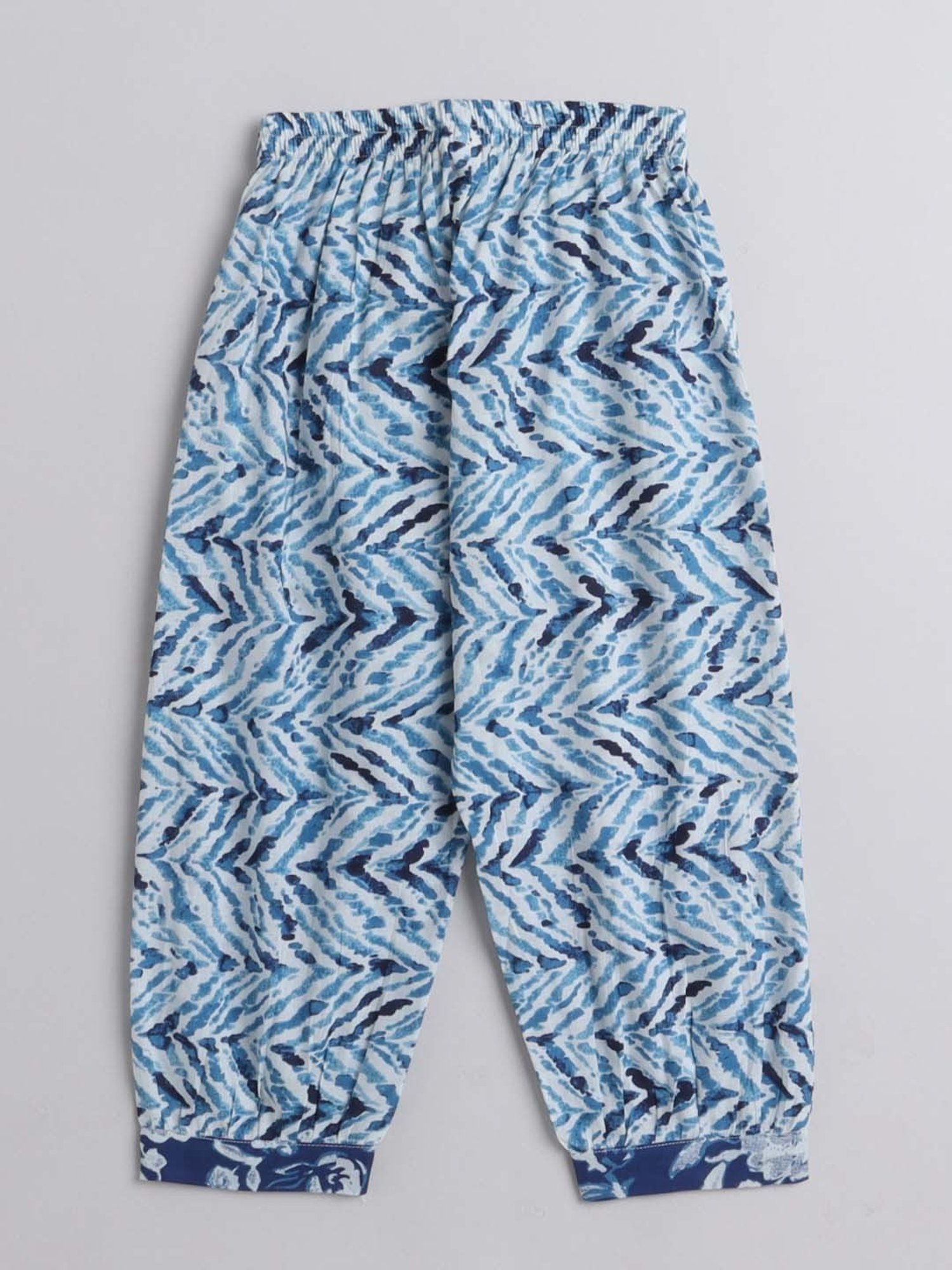 The Magic Wand Kids Blue Cotton Floral Print Kurta Set