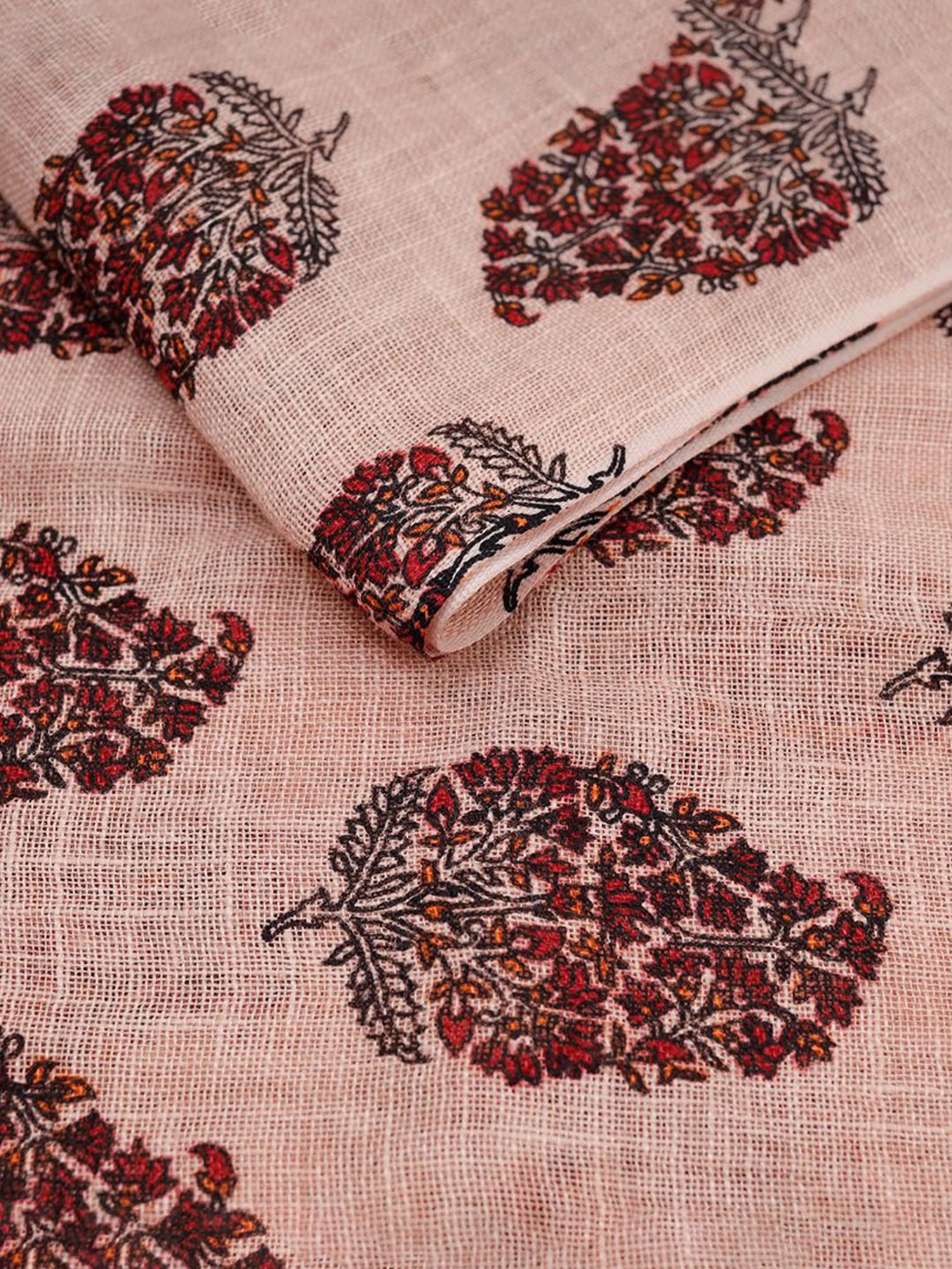 Linen Club Brown Printed Pure Linen Stole