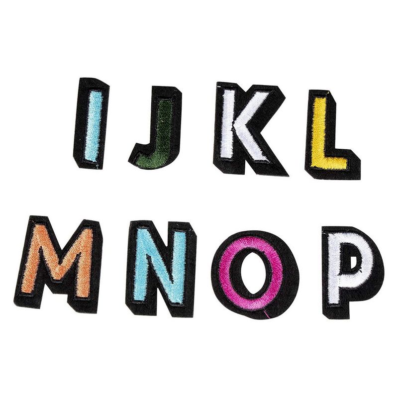 52 Alphabet Applique Patches, Iron on Patches, 2 Sets, Multicolored, 1.375" x 1"