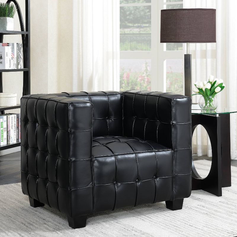 Parker Leather Tufted Tuxedo Armchair Black - AC Pacific