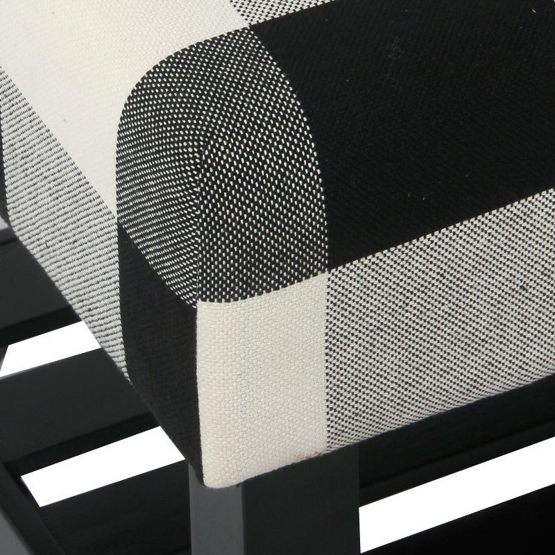 Decorative Bench with Wooden Black Plaid - HomePop