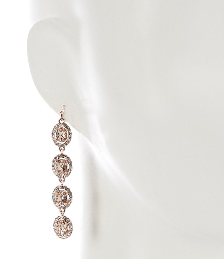 Gemma Layne Pave Oval Linear Drop Earrings