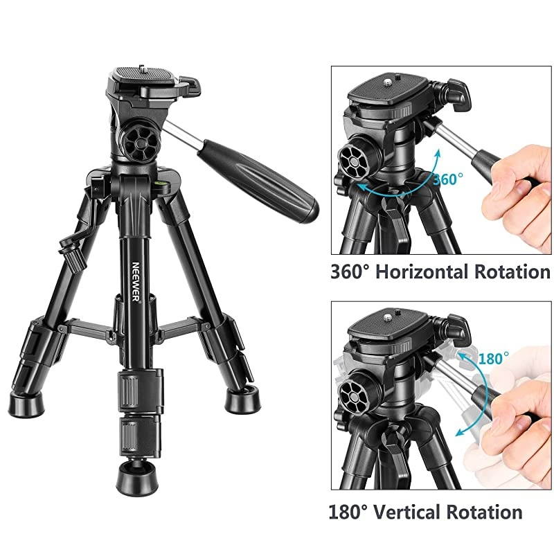 Mini Travel Tabletop Camera Tripod 24 inches62 centimeters Portable Aluminum with 3Way Swivel Pan Head for DSLR CameraSmartphonesDV Video up to 66 pounds3 Kilograms T210