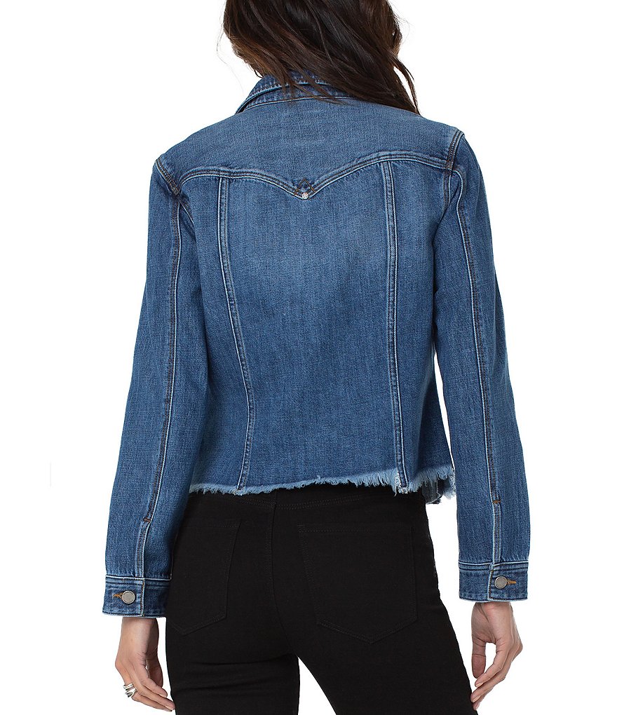 Liverpool Los Angeles Raw Hem Trucker Denim Jacket