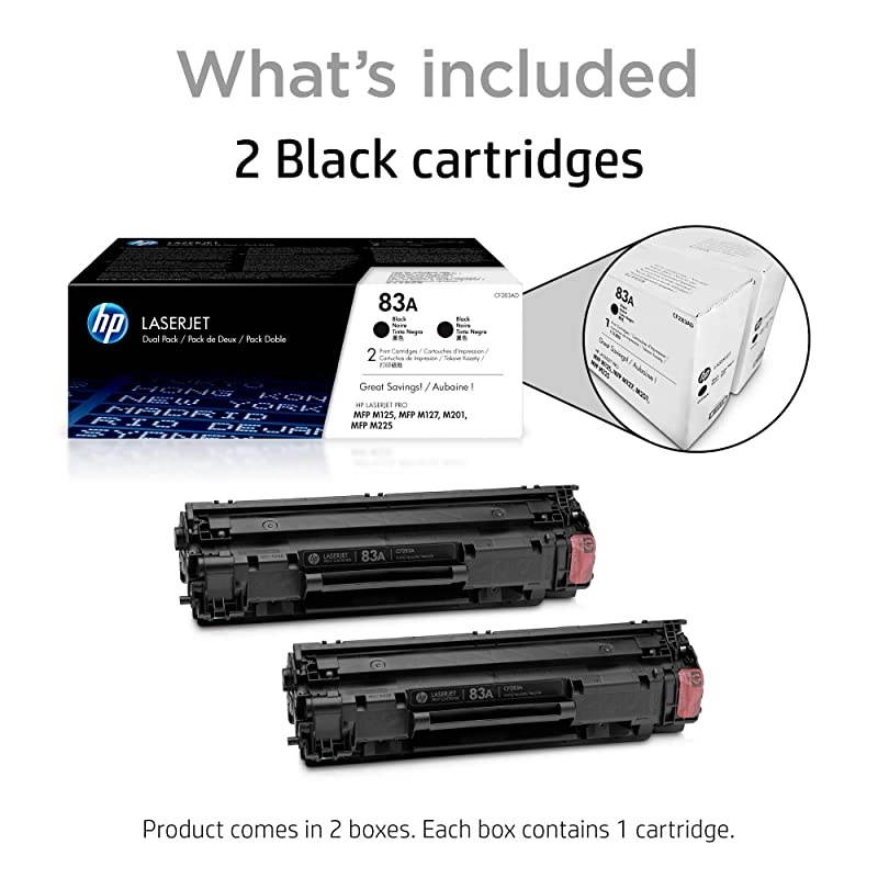83A | CF283AD | 2 Toner Cartridges | Black