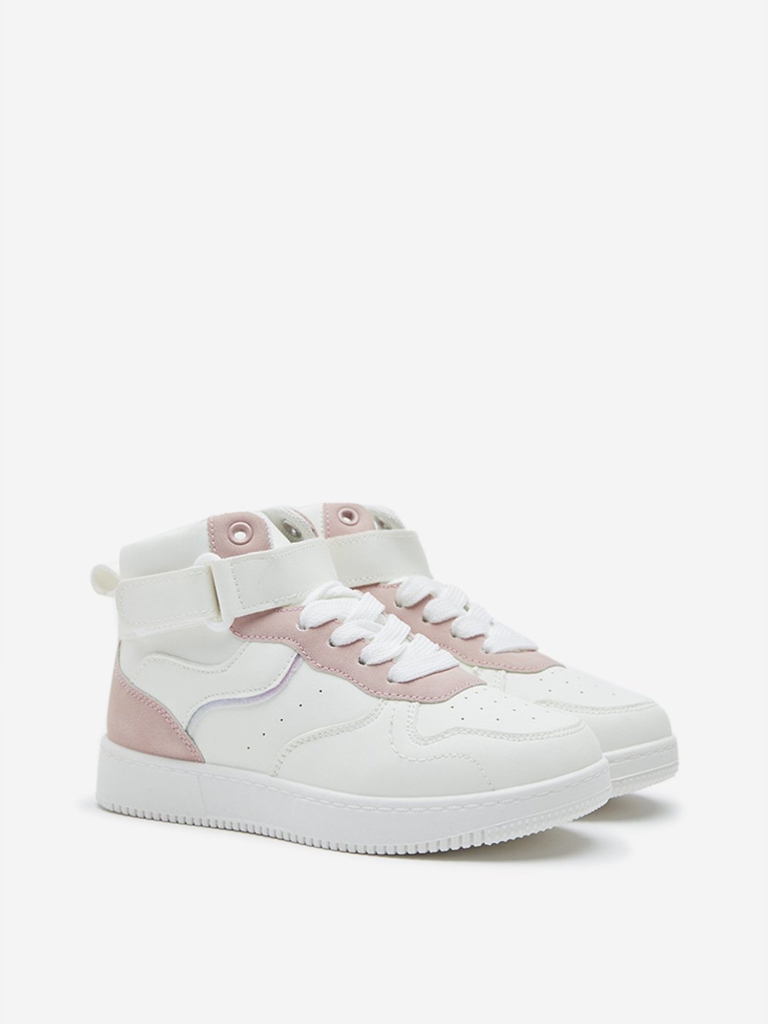 Yellow by Westside Light Pink Colour-Blocked Design High-Top Boots