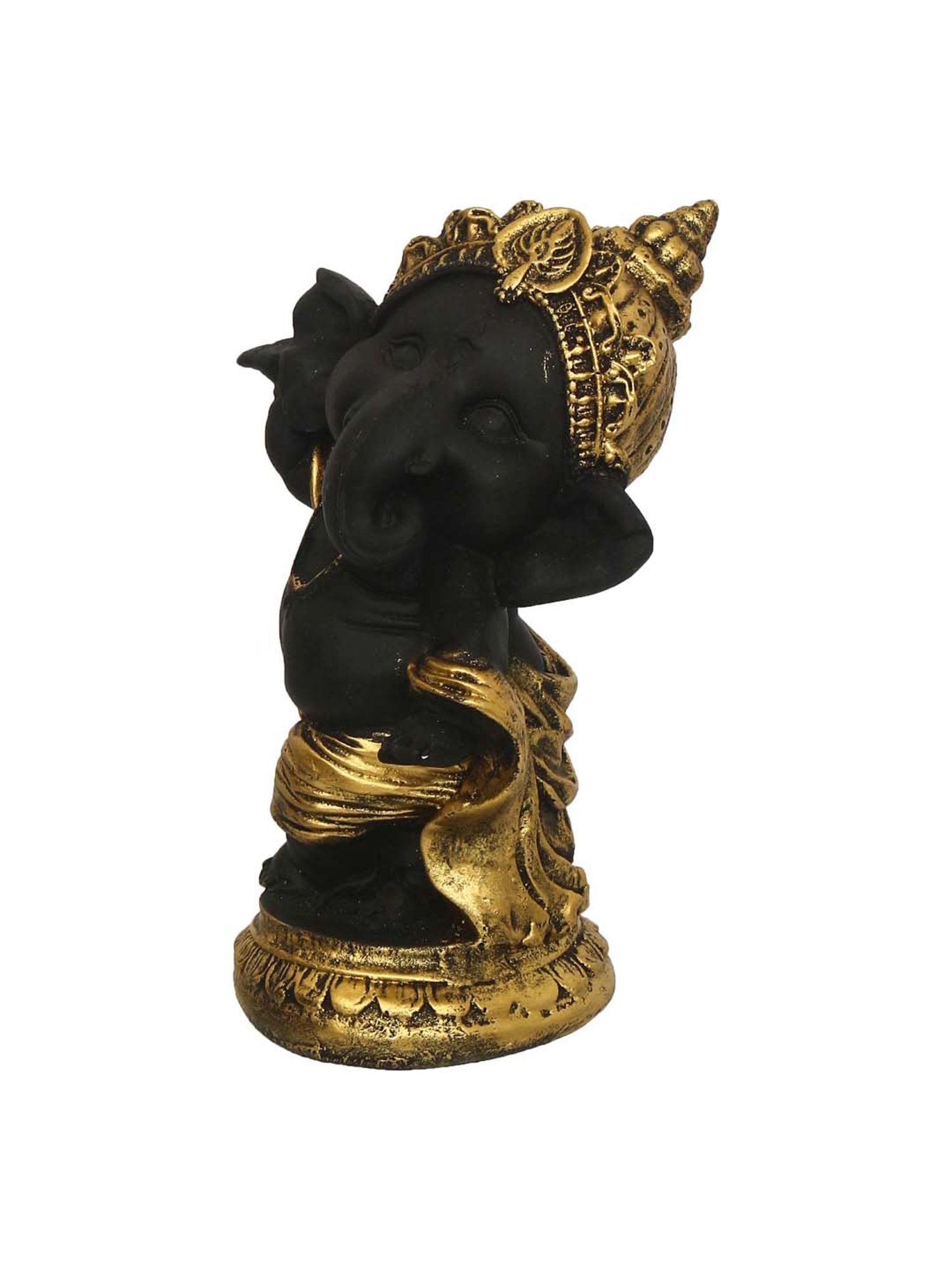 eCraftIndia Golden and Black Lord Ganesha Dancing Avatar Decorative Showpiece