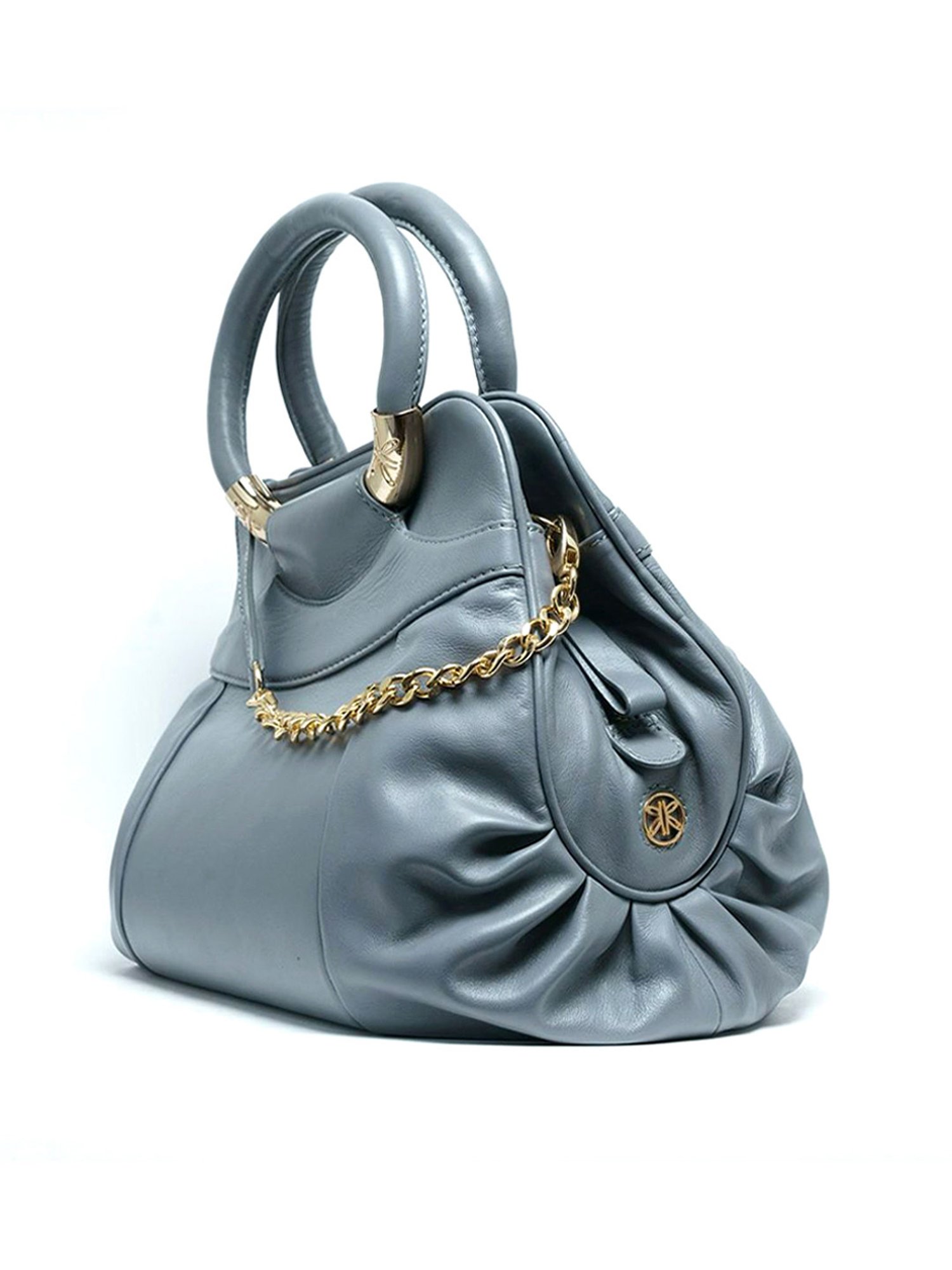 RI2K London Grey Leather Medium Handbag