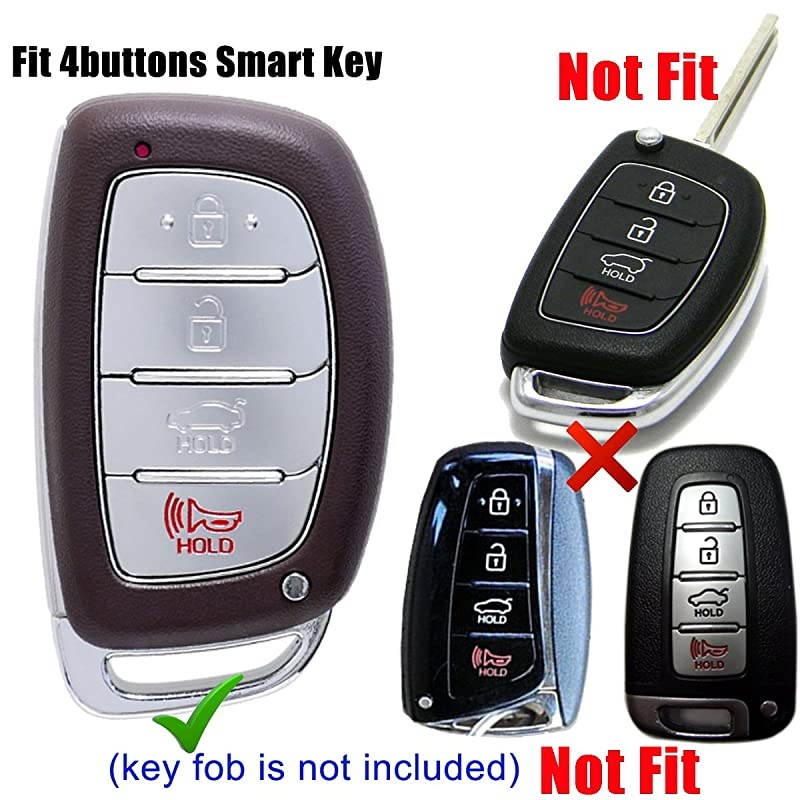 2Pcs Silicone 4 Buttons Smart Key Fob Remote Cover Case Keyless Entry Protector Bag for 2018 2017 2016 Hyundai Tucson Elantra NOT FIT FlipPop OutFolding Key