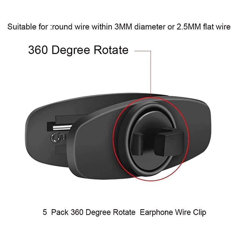 Earphone Wire Clip Headphone Mount Cable Clothing Clip Earbud Clip to Keep EarphoneMicrophone Cord in Place for 15mm Wire Diameter Round Wire Earphone10 Pcs Black