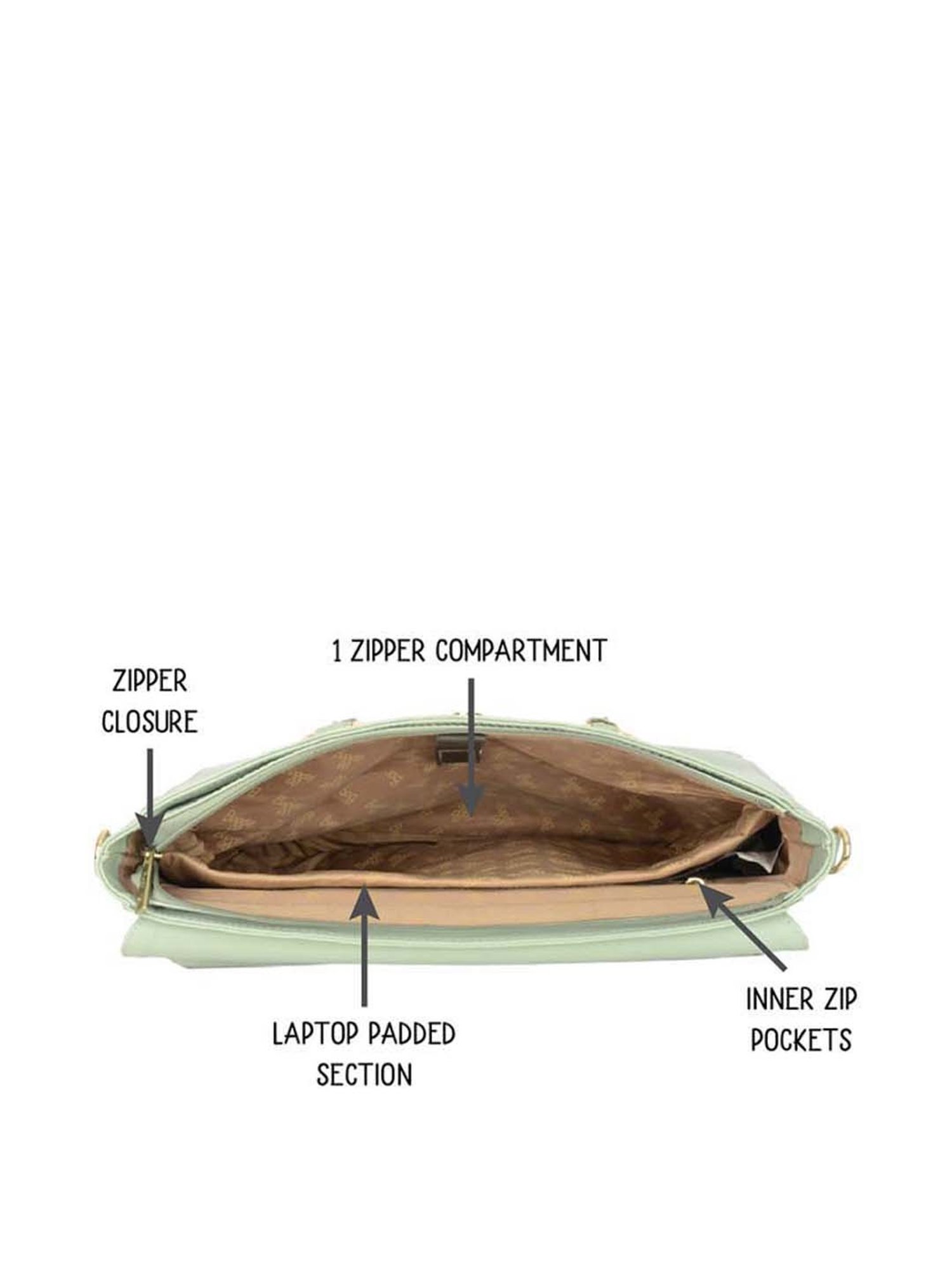 Baggit Green Textured Large Laptop Messenger Bag