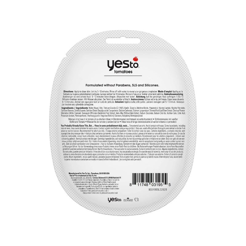 Yes To Tomatoes Detoxifying & Hydrating White Charcoal Mud Mask - 0.33 fl oz