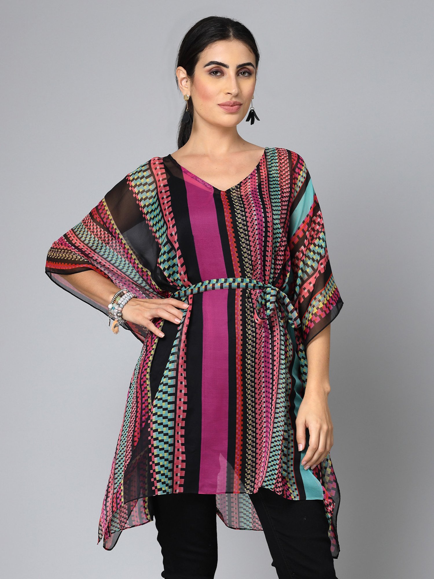 Style Quotient Multicolor Striped Kaftan Top