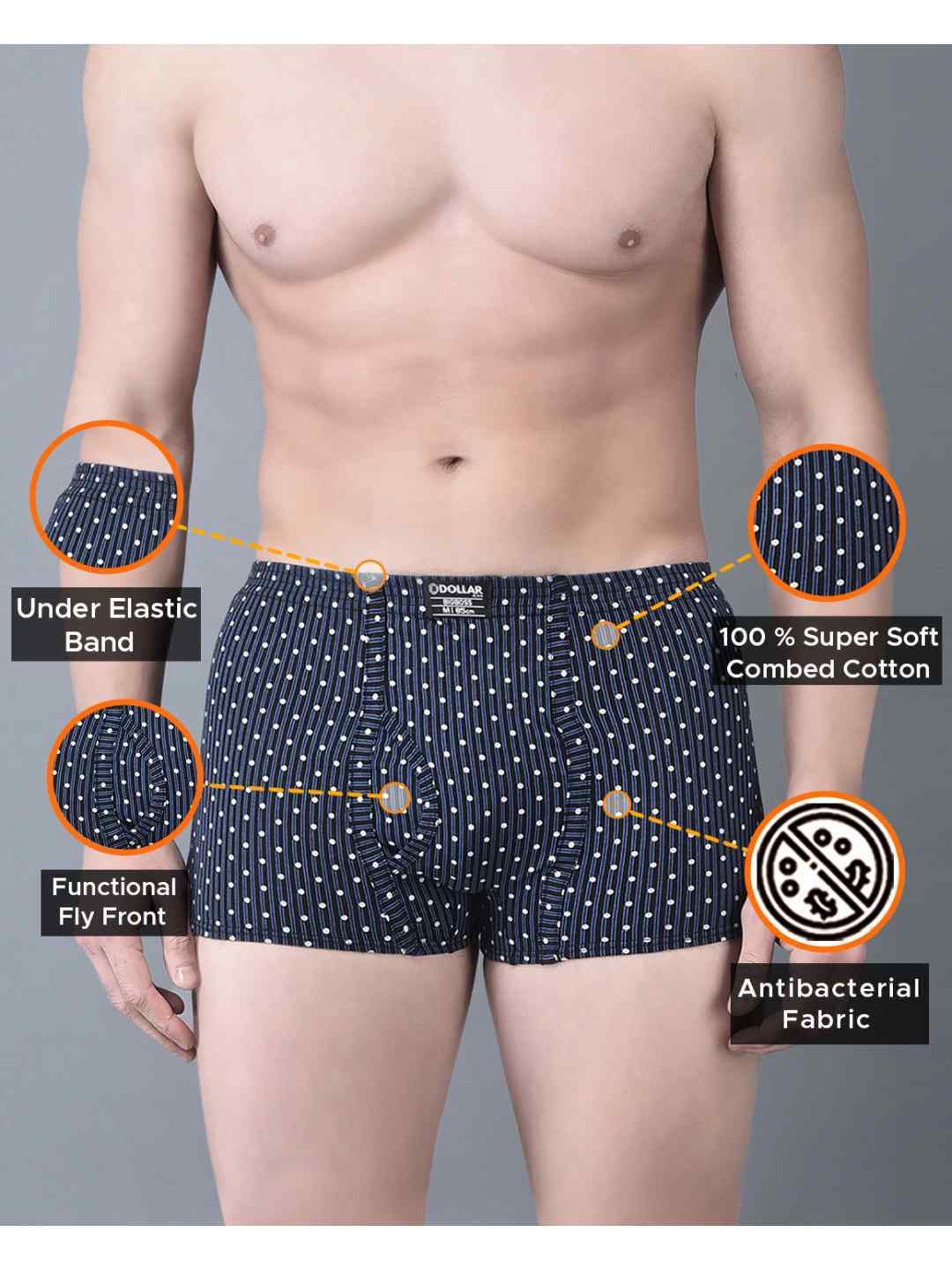 Dollar Bigboss Assorted Cotton Regular Fit Printed Trunks - Pack Of 2