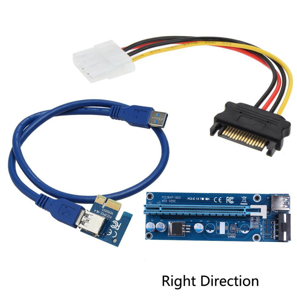 USB 3.0 PCI-E PCI Express 1x To 16x Extender Riser Card Power Cable 60cm PCIE Mining Card Adapter for BitCoin right interface