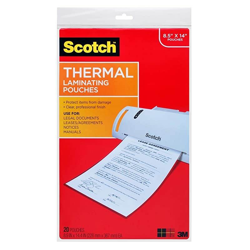 Thermal Laminating Pouches, 8.9 x 14.4-Inches, Legal Size, 20-Pack (TP3855-20)