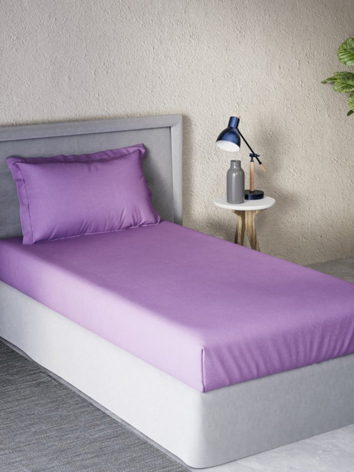 DDecor Solid Purple 180 TC Cotton Single Bed Sheet With 1 Pillow Cover