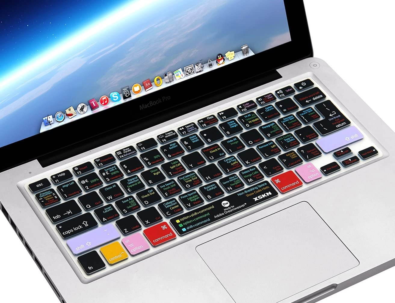 XSKN MacBook Shortcuts Design Series Adobe Hotkey MacBook Hot Keys Silicone Laptop Keyboard Skin Cover for MacBook 13" MacBook 13" 15" 17", US&European Layout (Dreamweaver)