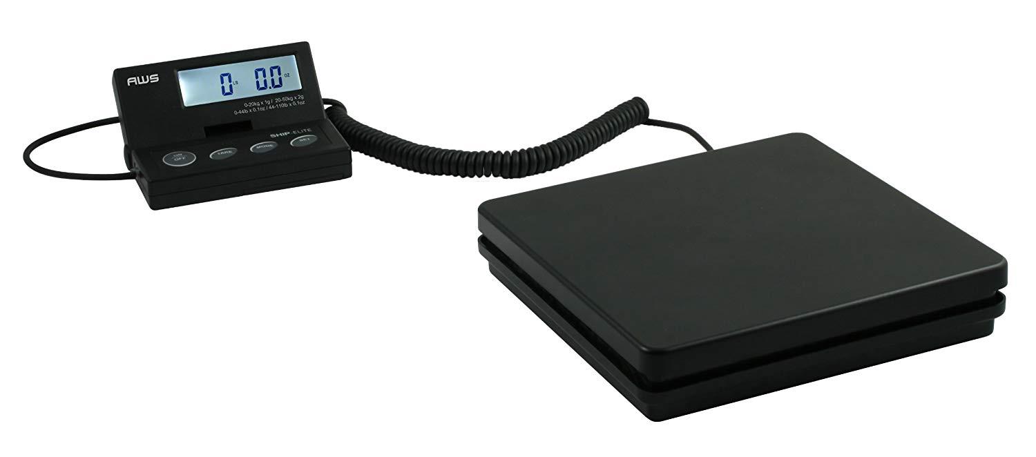 American Weigh Scales SE-50 Ship Elite Black Low Profile Shipping Scale with Backlit LCD and 110-Pound Capacity