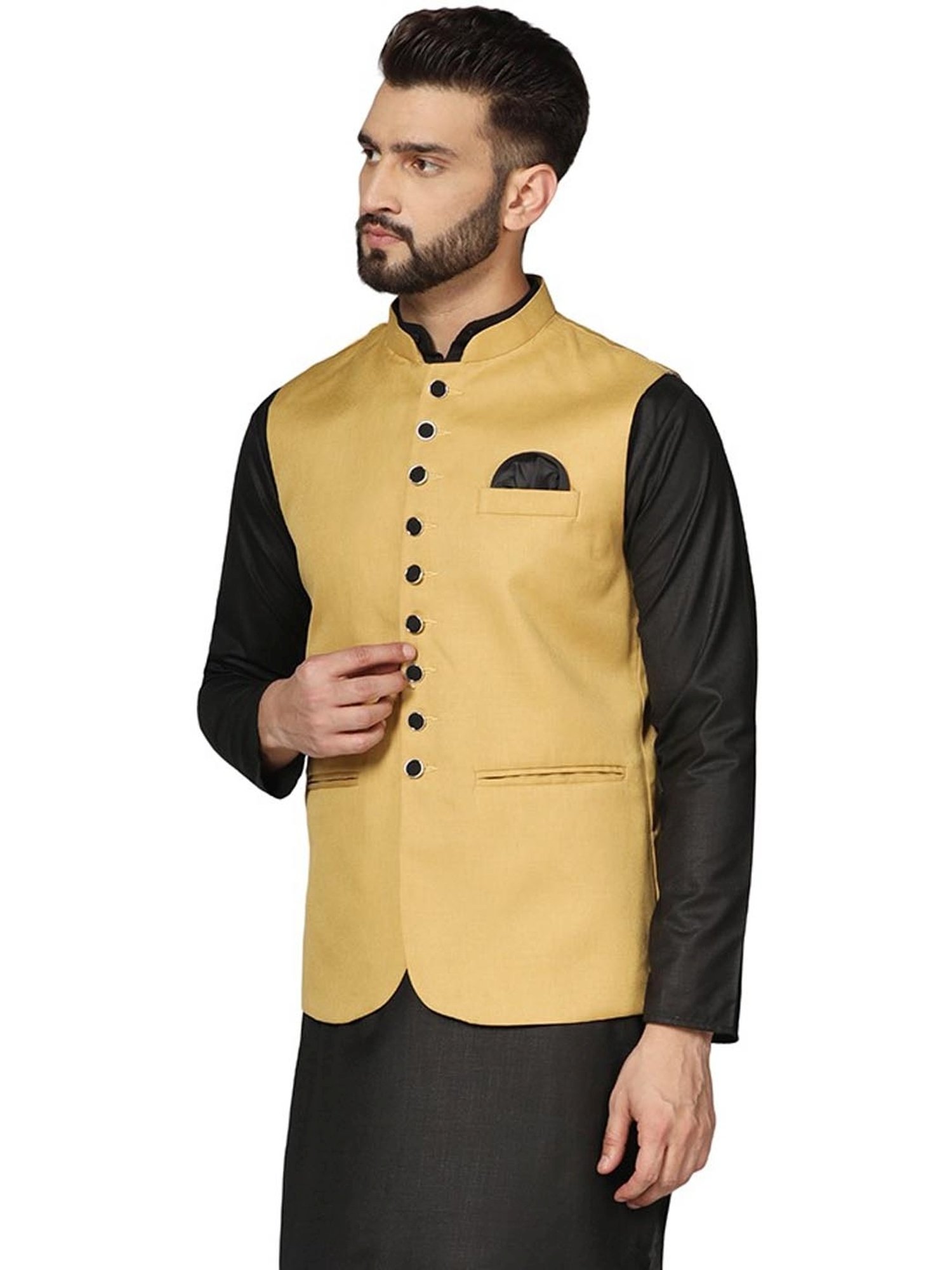TAHVO Gold  Slim Fit Nehru Jacket