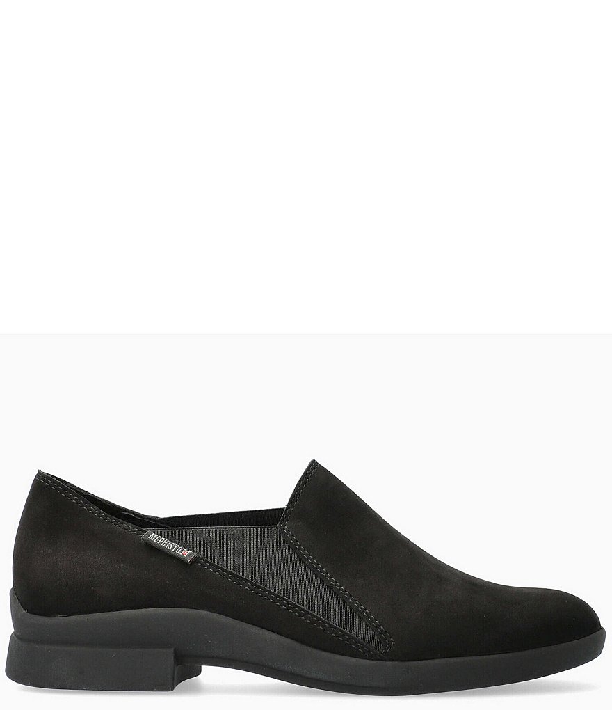 Mephisto Sirina Nubuck Leather Slip-On Block Heel Loafers