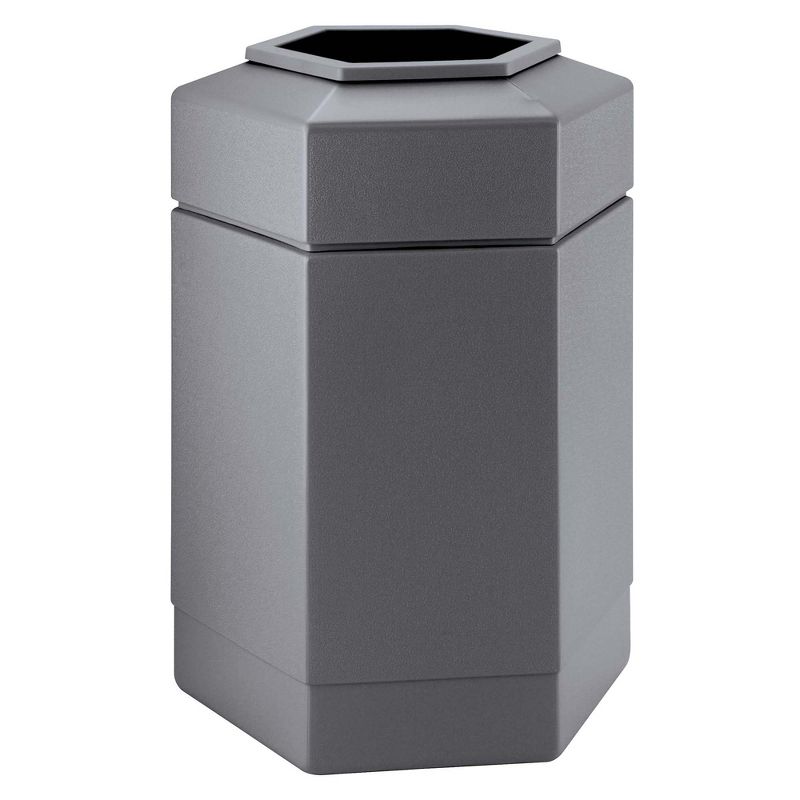 Commercial Zone 737103 Open-Top Large 30 Gallon Hexagon Shape Waste Can Trash Container Garbage Bin, Gray