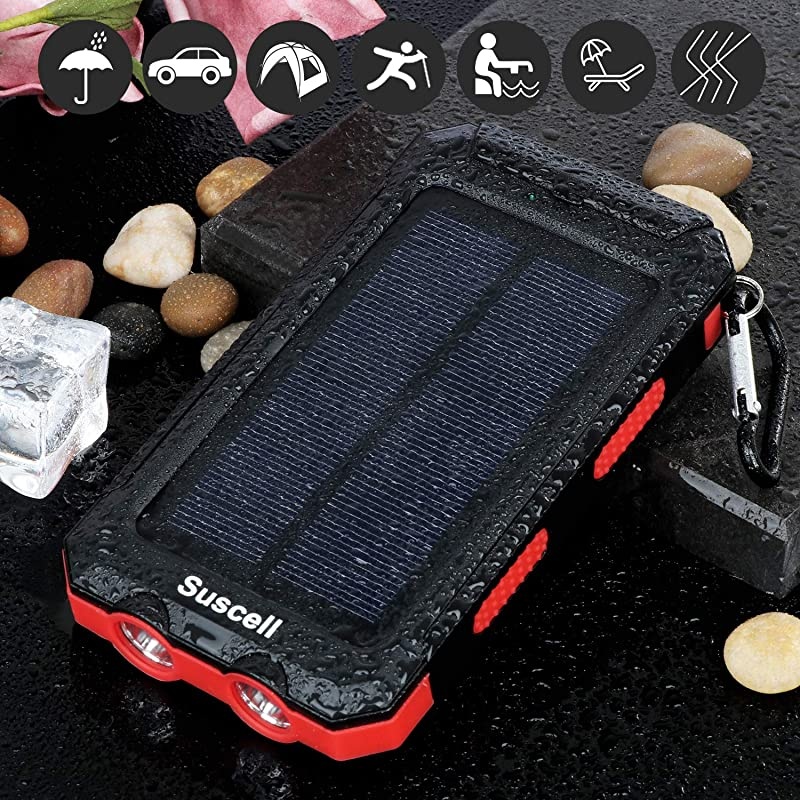 Solar Charger  20000mAh Portable Solar Power Bank for Cell Phone Dual 5V21A USB Ports Output and 2 Led Flashlight Perfect for Outdoor TripEmergency