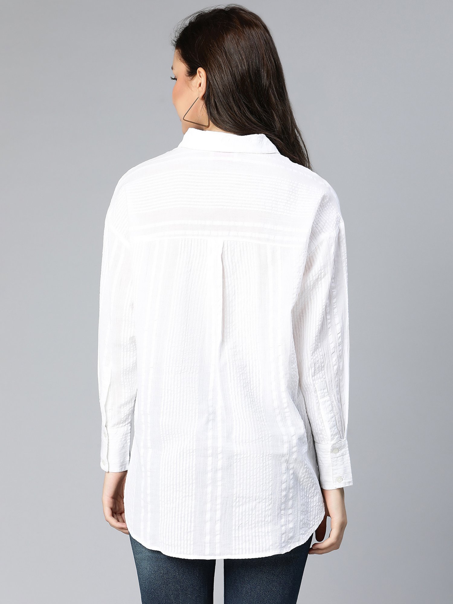 Oxolloxo White Cotton Striped Shirt