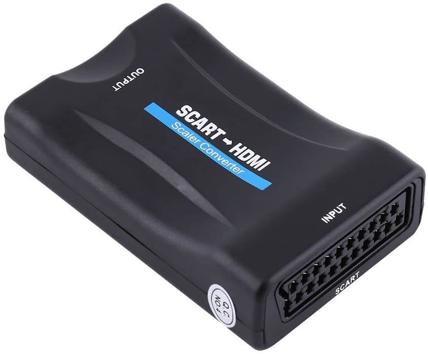 SOONHUA Scart to HDMI Audio Video Converter, 720P 1080P Scaler Adapter with USB Cable