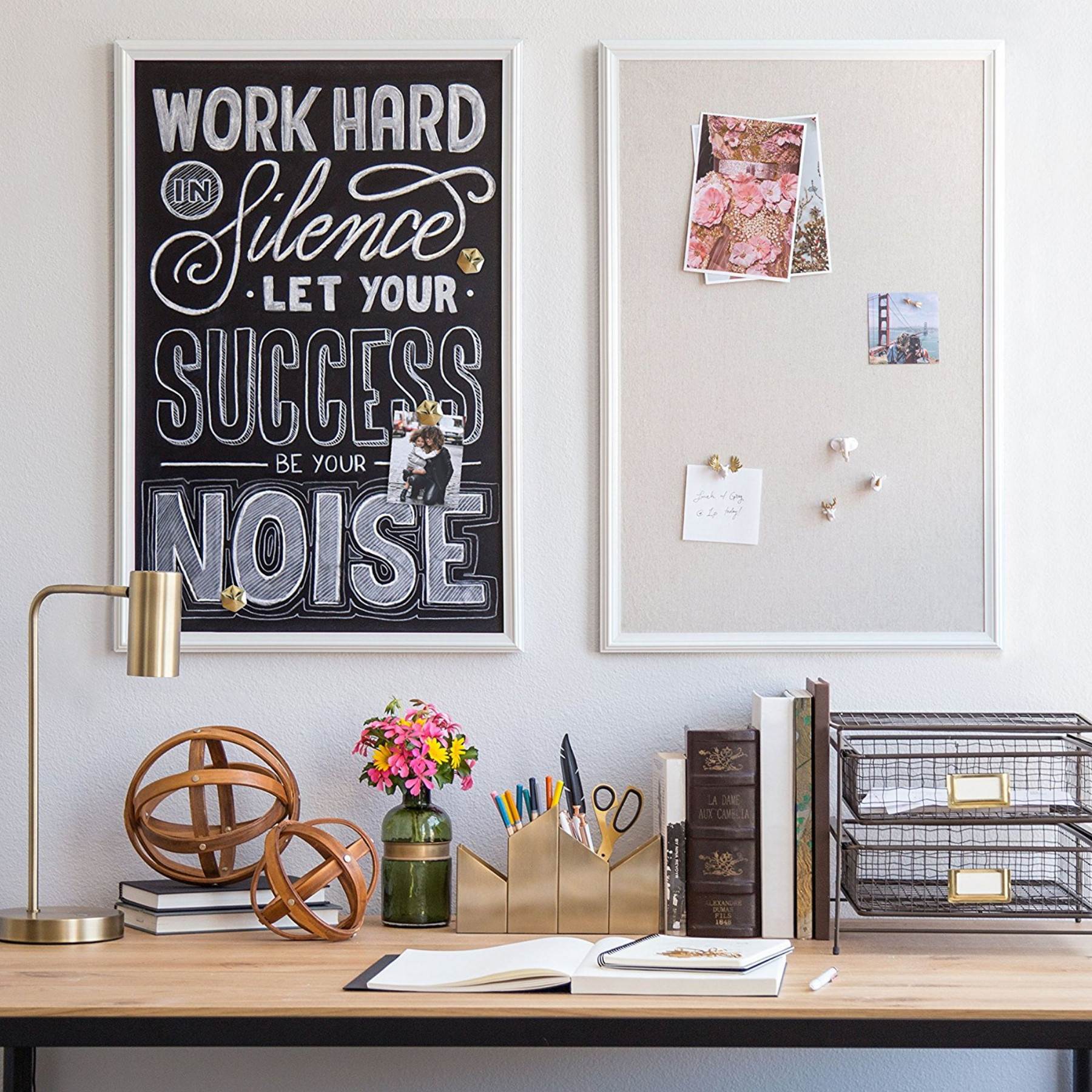 Linen Bulletin Board, 30 x 20 Inches, White D?cor Frame UBR2074U0001