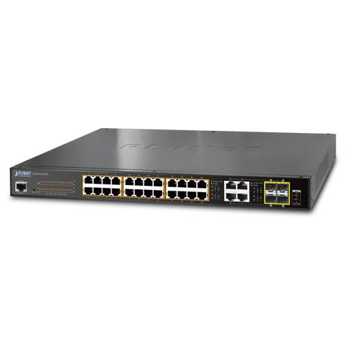 Planet GS-4210-24P4C IPv6/IPv4 24-Port Managed 802.3at POE+ Gigabit Switch 4-Port Gigabit TP/SFP (220W)