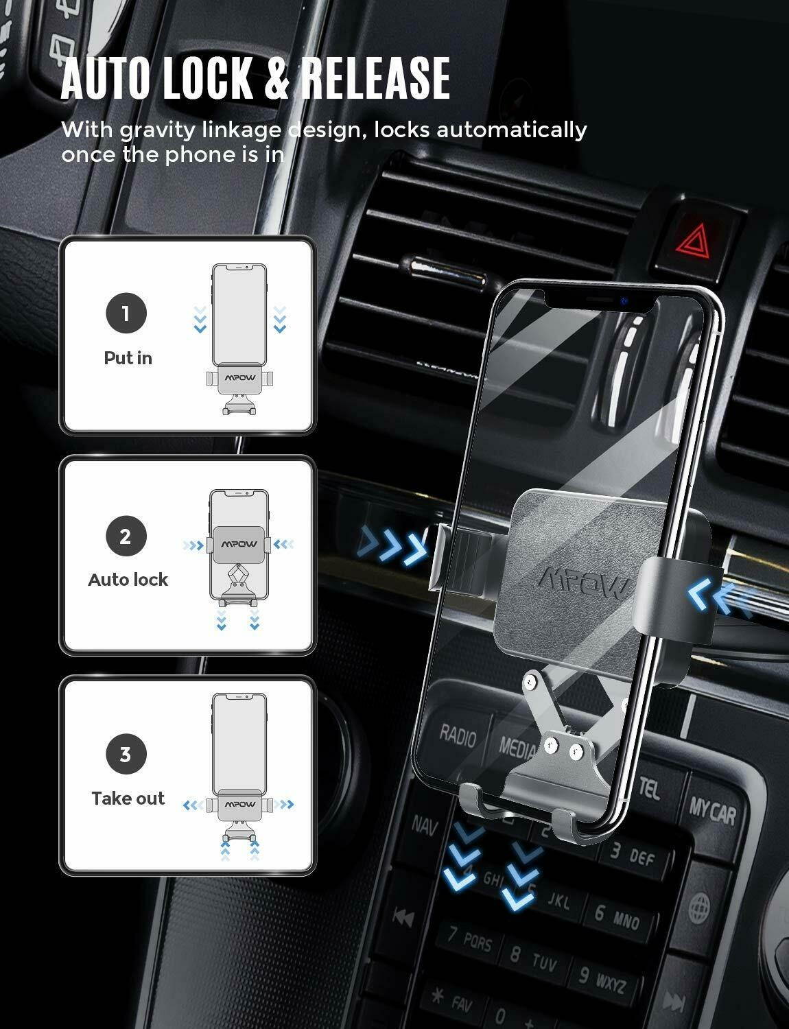 Gravity Car CD Slot Mount Cradle Holder Stand for iPhone Mobile Cell Phone