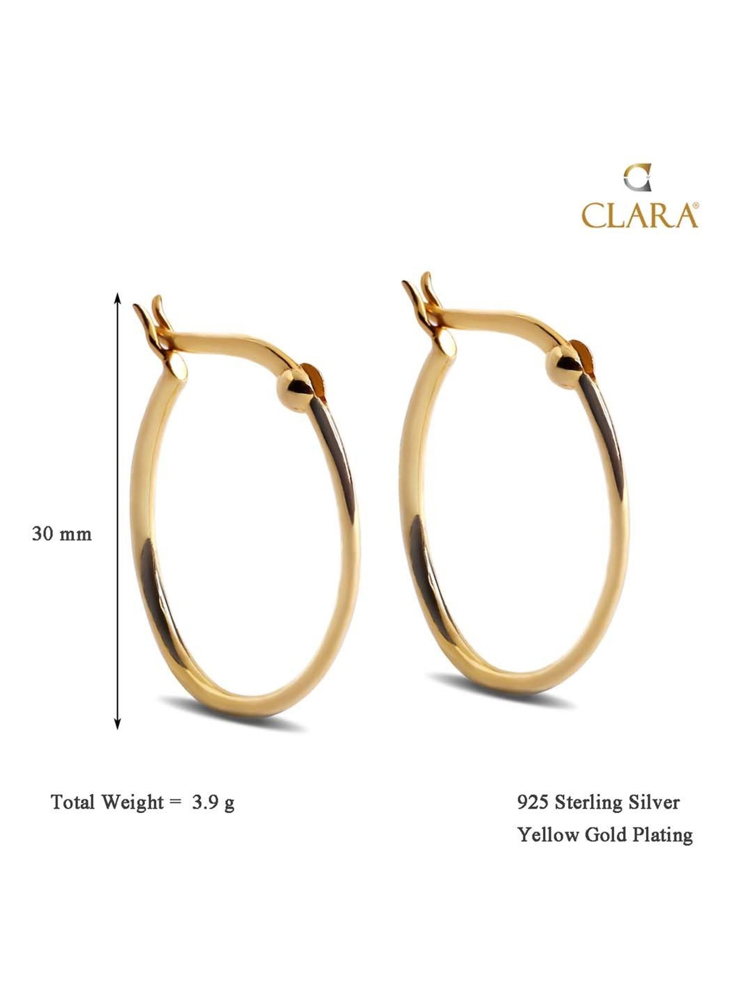 Clara 92.5 Sterling Silver Oval Earrings for Women