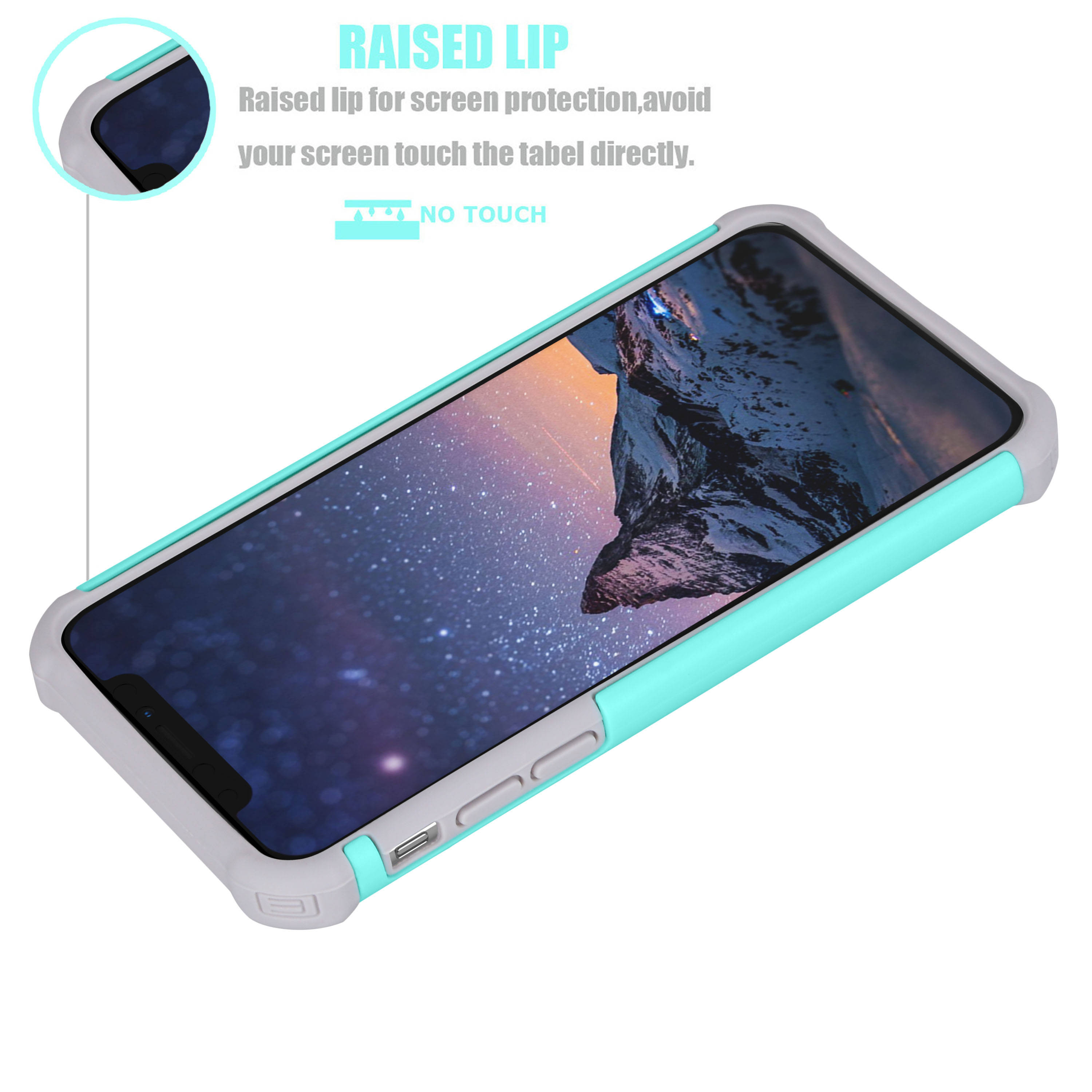 iPhone X Case, iPhone X Cute Case, Tekcoo [Tmajor] Shock Absorbing [Turquoise] Rubber Silicone & Plastic Scratch Resistant Bumper Grip Rugged Hard Cases Cover for Apple iPhone X (5.8 inch)