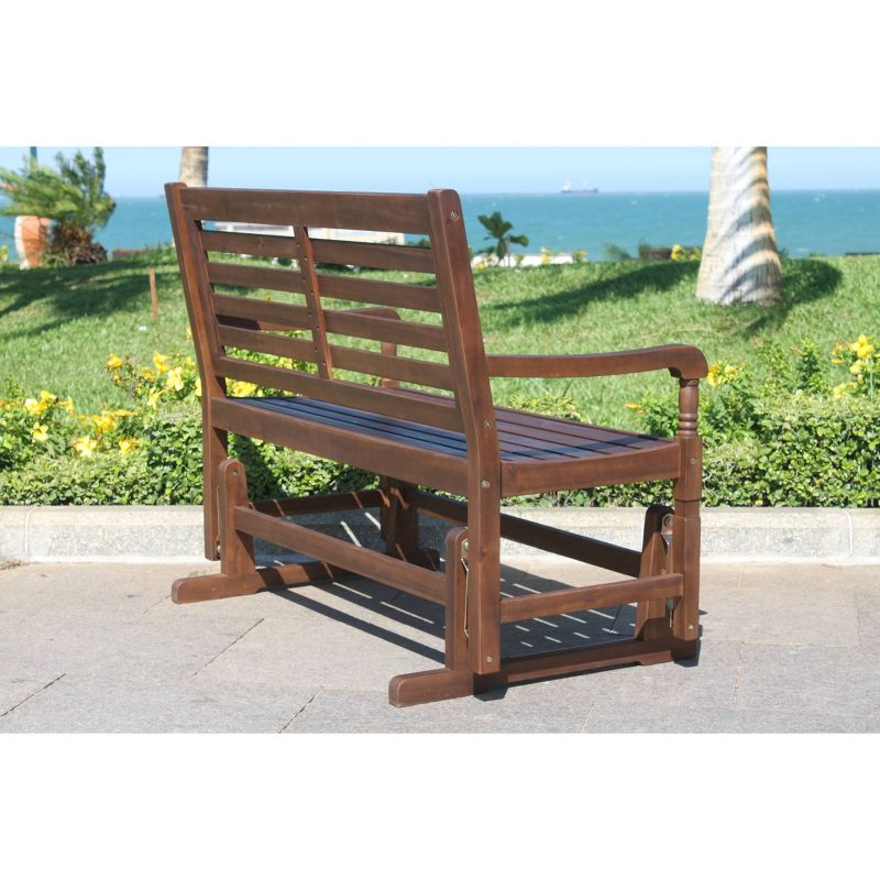 Wood Outdoor Bench in Natural Brown-Pemberly Row