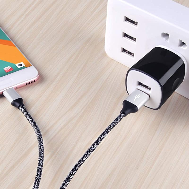USB C Charger,  Dual Port 2.1A Charger Block Plug with 6ft Type C Fast Charging Cable for Samsung Galaxy S21 S20 Note 21 20 Ultra S10 A50, LG Stylo 6/5/4 G8 G7 ThinQ, Moto G9 G8 G7,OnePlus 7 6T