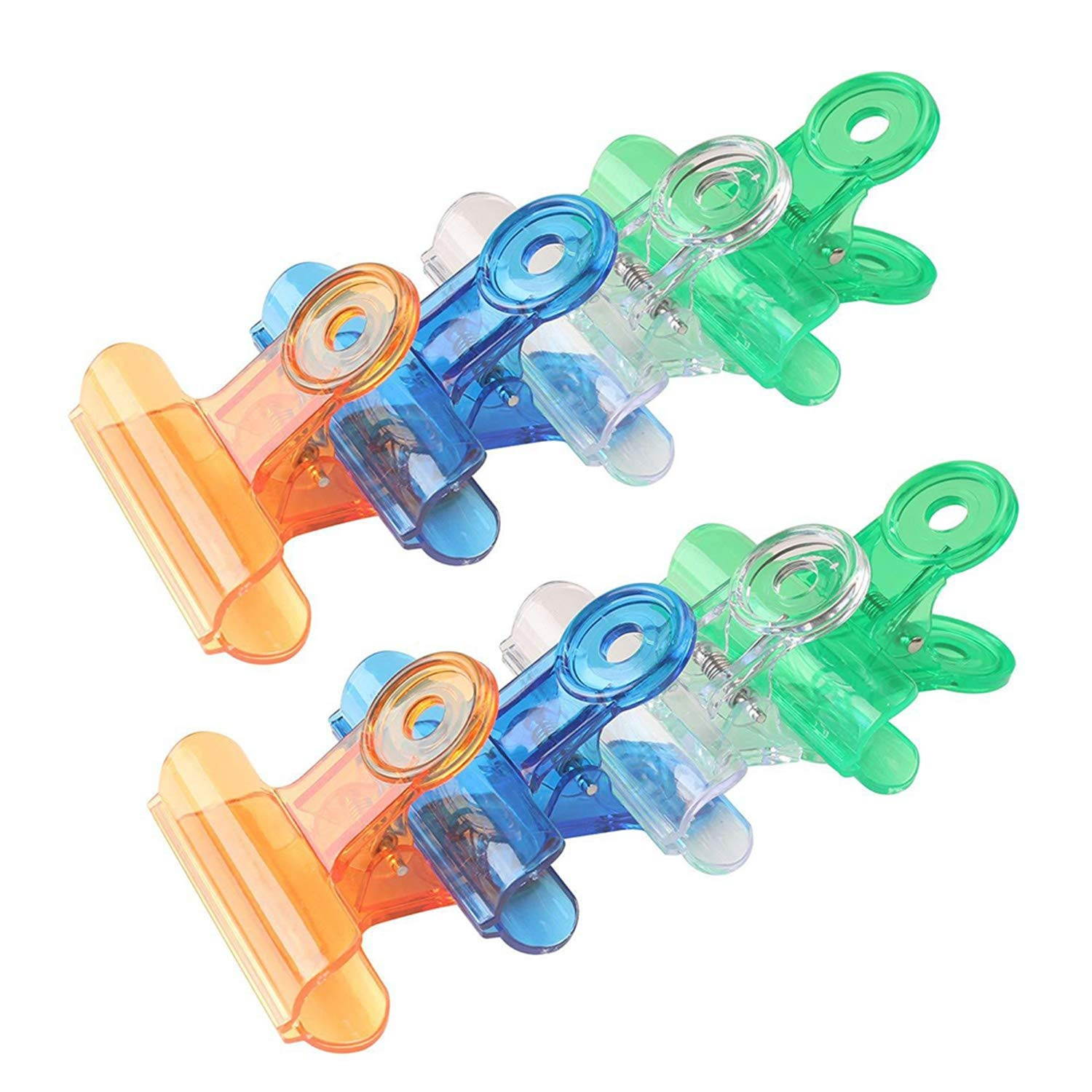 12 Pcs Translucent Plastic Clip Bulldog Binder Paper Clamps for Home Office School Shop Supplies for File Picture Photo Food Bags, 2 Inch