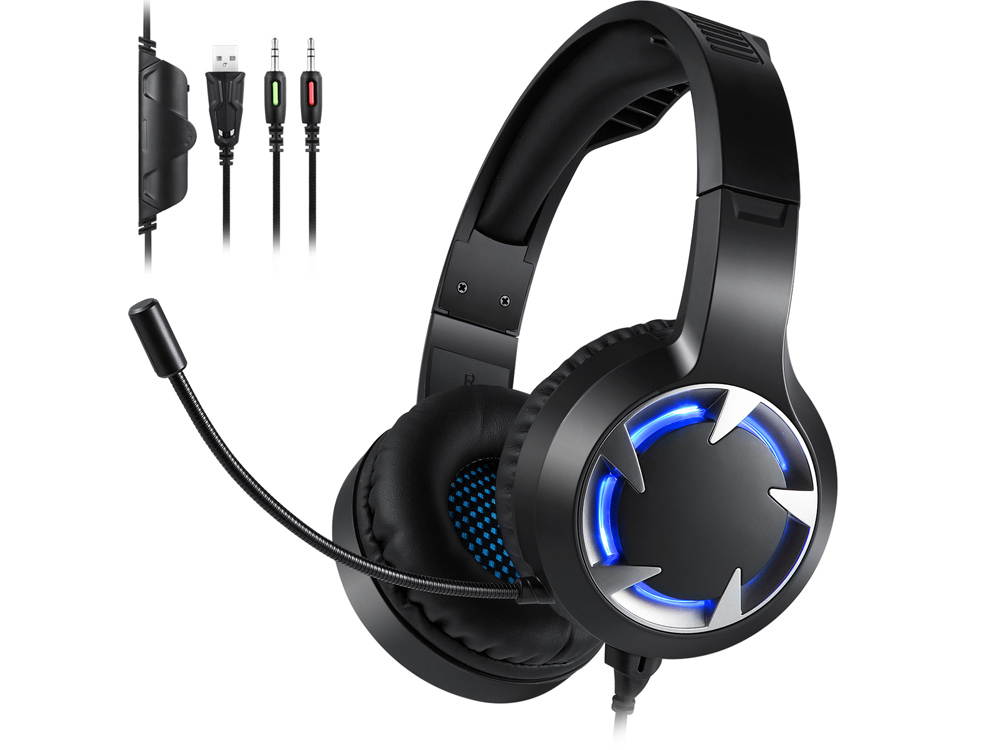 Gaming Headset for PS4, PSP, Xbox One, Gamer Headphones with Noise Canceling Microphone & LED Light, Surround Sound Headset Compatible with Laptop, PC, iOS, Android&hellip;