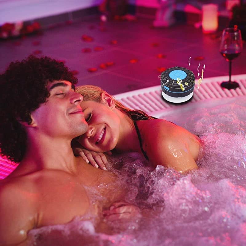 IPX7 Shower Speaker Bluetooth Waterproof 8H Playtime,  Portable Wireless Outdoor Speaker with Suction Cup & Carabiner-Bass HD Sound-Built in Mic- Bluetooth Speaker For Bathroom,Pool,Beach,Cycling