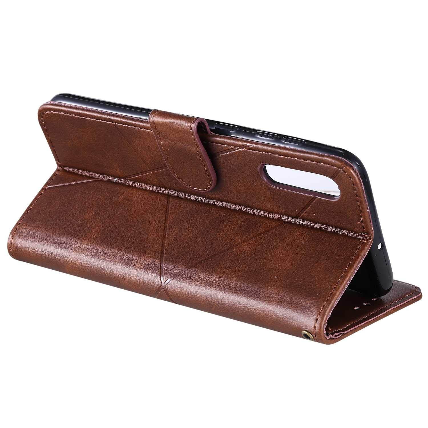 Galaxy A50 Case, The Grafu Shockproof PU Leather Wallet Cover for Samsung Galaxy A50, Multifunctions Book Style Case with Soft TPU Bumper Case, Brown