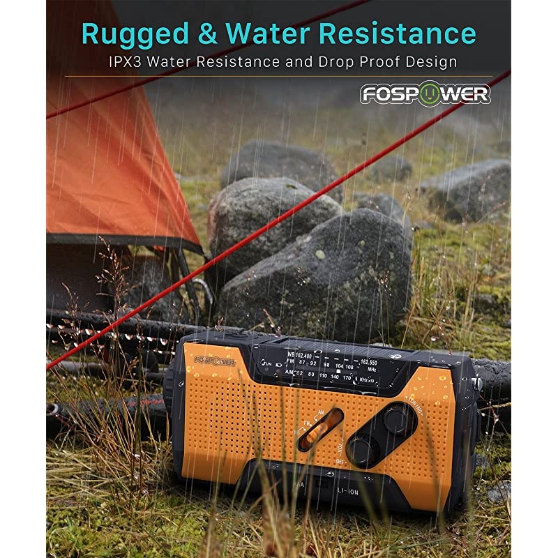 Emergency Solar Hand Crank Portable Radio NOAA Weather Radio for Household and Outdoor Emergency with AMFM LED Flashlight Reading Lamp 2000mAh Power Bank USB Charger and SOS Alarm