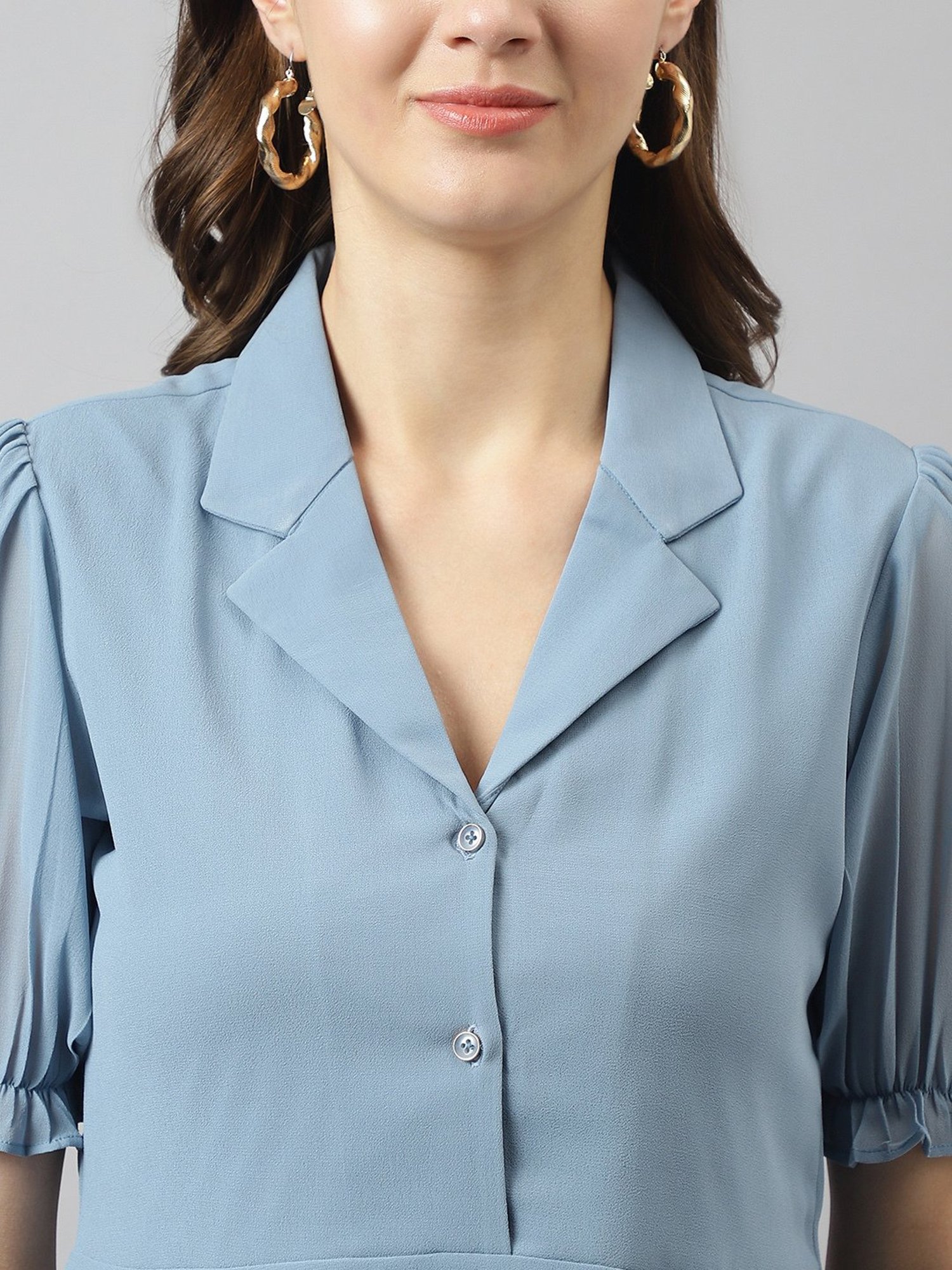 KERI PERRY Light Blue Regular Fit Top