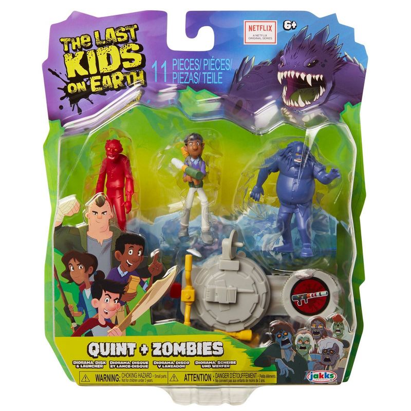 The Last Kids on Earth Quint Action Figure 2.5" - Hero Pack Playset with 2 Zombies & Disk Launcher