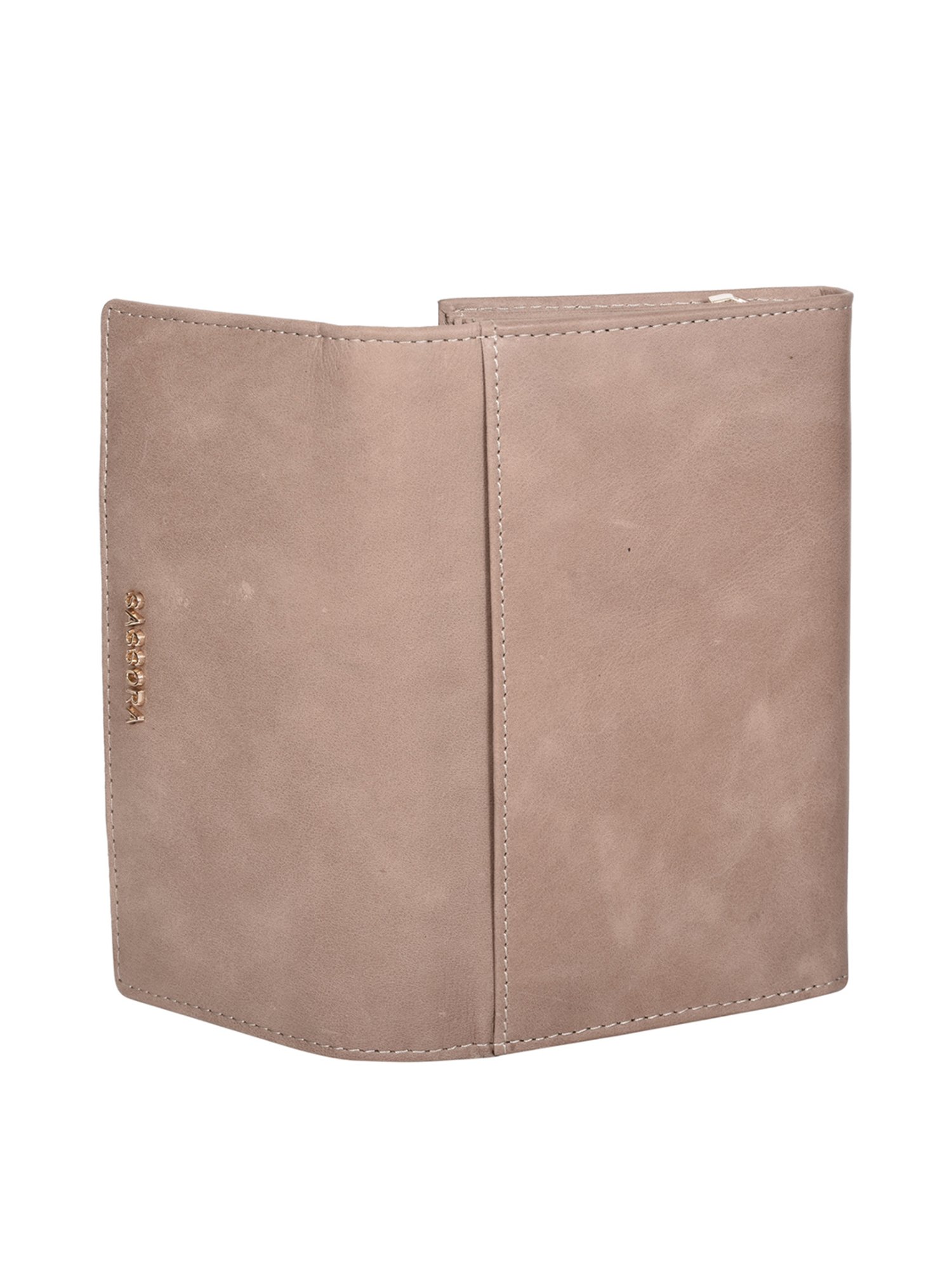 SASSORA Beige Solid Rfid Wallet for Women