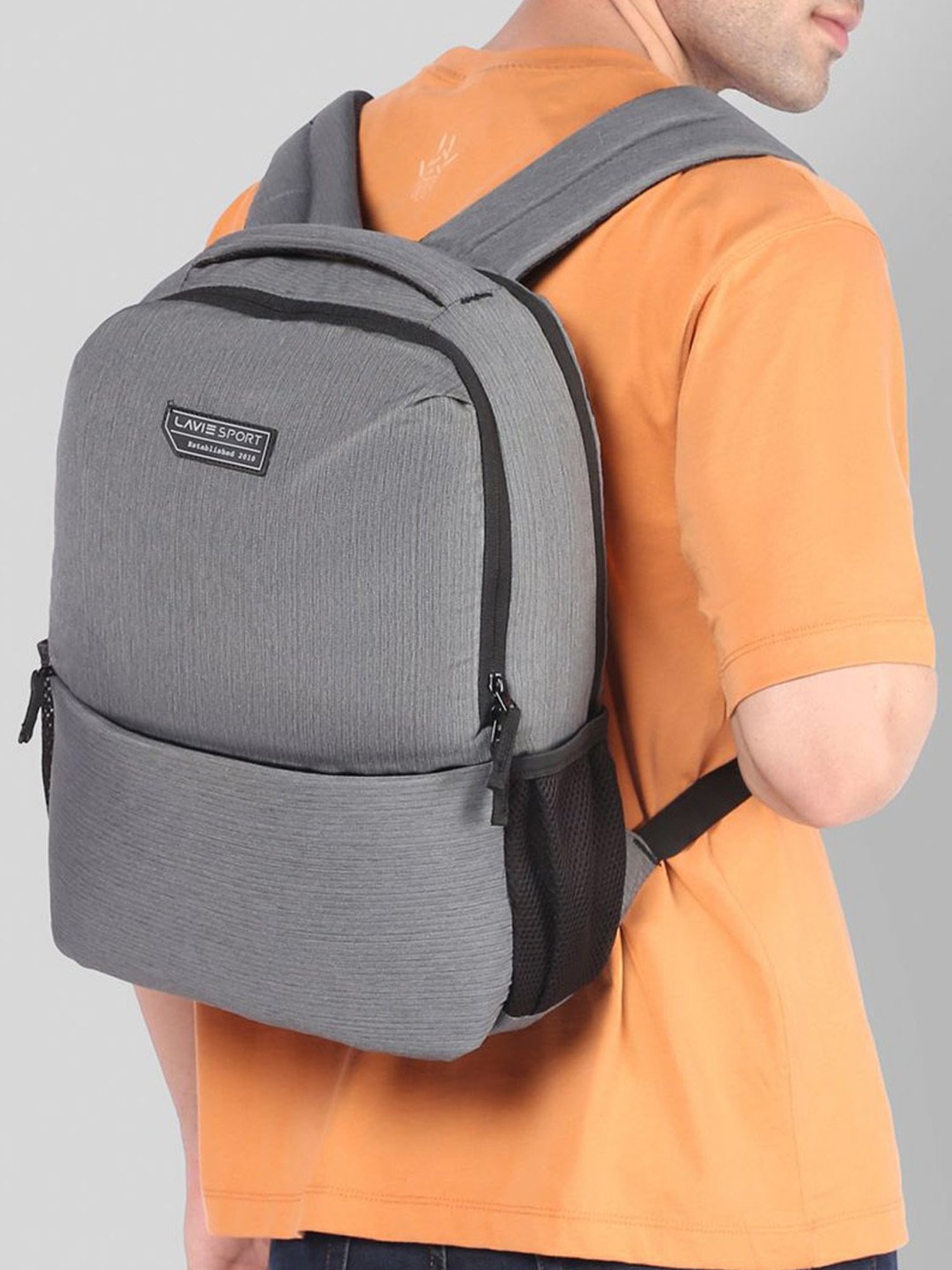 Lavie Sport Pex Grey Polyester Solid Laptop Backpack - 21 Ltrs