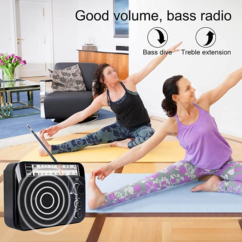 TR604 AM FM Radio, Portable Radios with Best Reception, AC or D Battery Powered Analog Radio, with Clear Dial and Large Knob, for Home(Black)